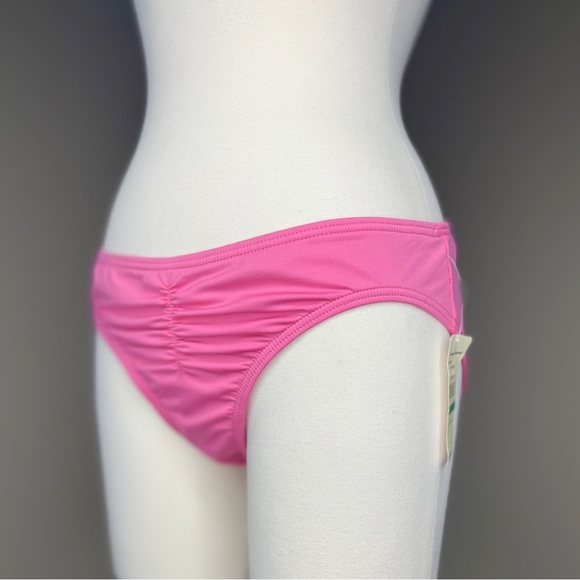 Tommy Bahama Pink Hipster Bikini Bottom Size L 12 Shirred Gathered Solid Basic - Picture 2 of 8
